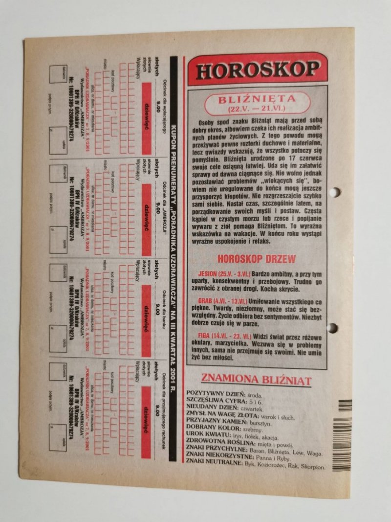 PORADNIK UZDRAWIACZA NR 6/103 CZERWIEC 2001 r.