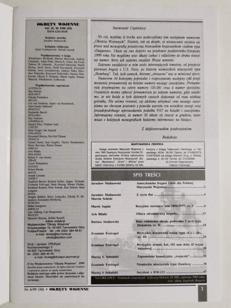 OKRĘTY WOJENNE NR 6/1999 (34)