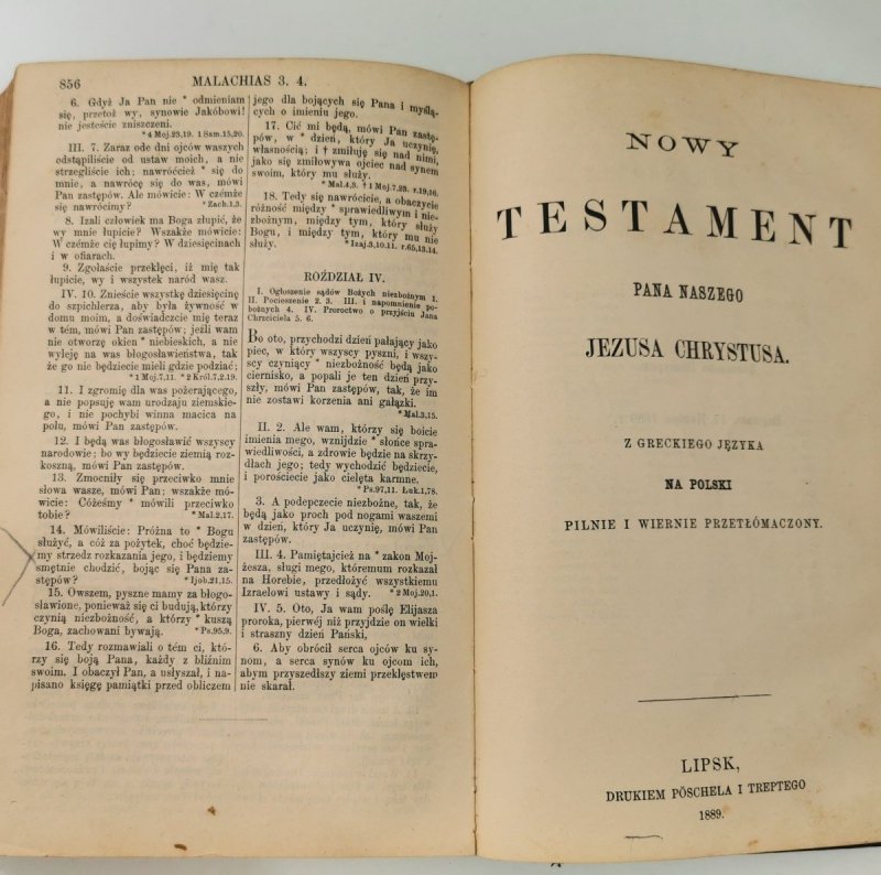 BIBLIJA  ŚWIĘTA TO JEST WSZYSTKO PISMO ŚWIĘTE STAREGO I NOWEGO TESTAMENTU 1889 r.