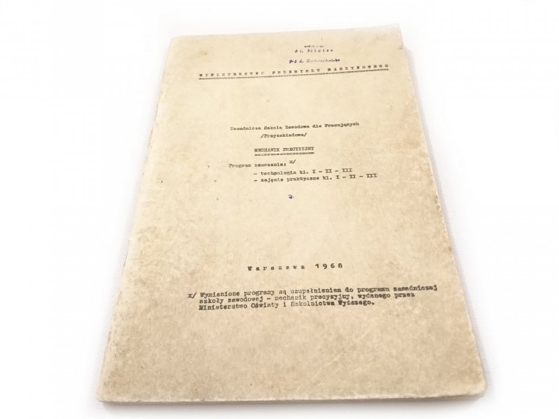 Z.S.Z DLA PRACUJĄCYCH - MECHANIK PRECYZYJNY 1968