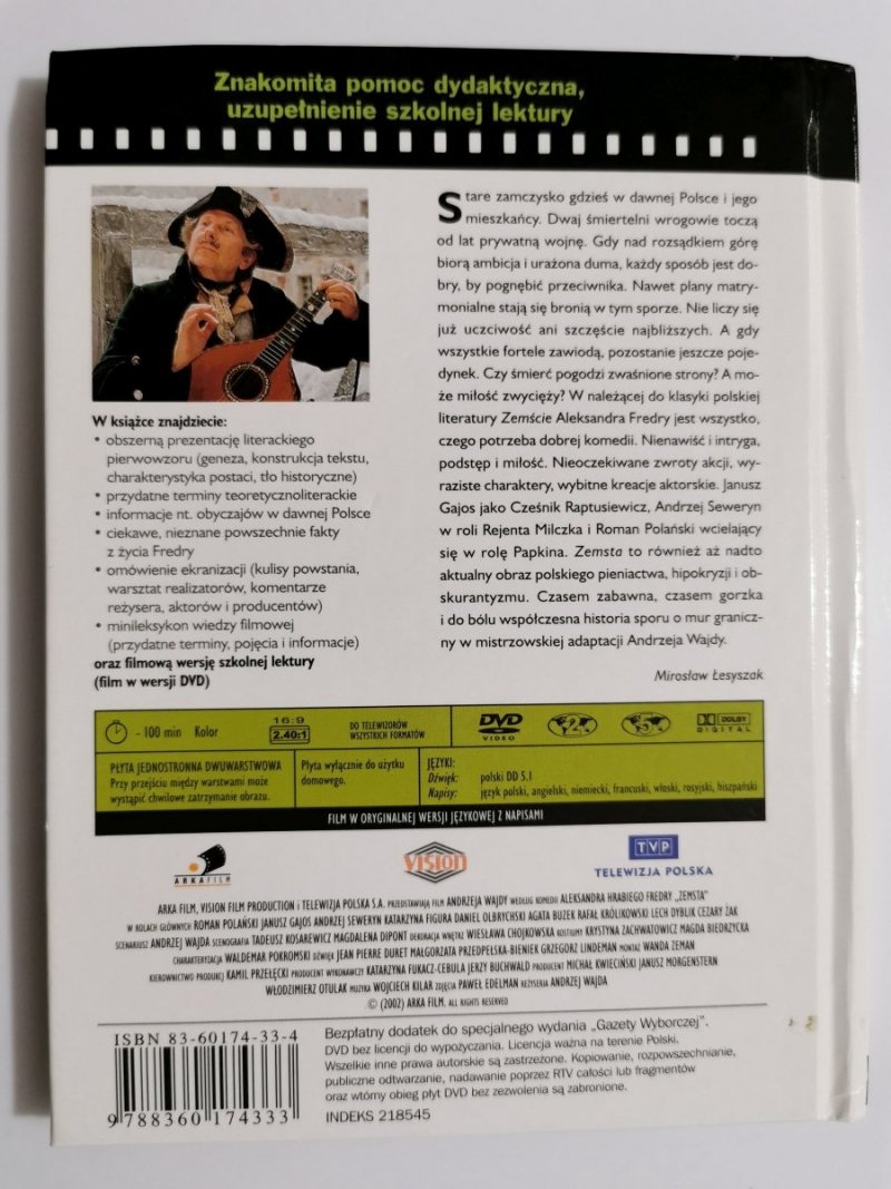 ZEMSTA. OMÓWIENIE LEKTURY SZKOLNEJ PLUS FILM DVD 2006