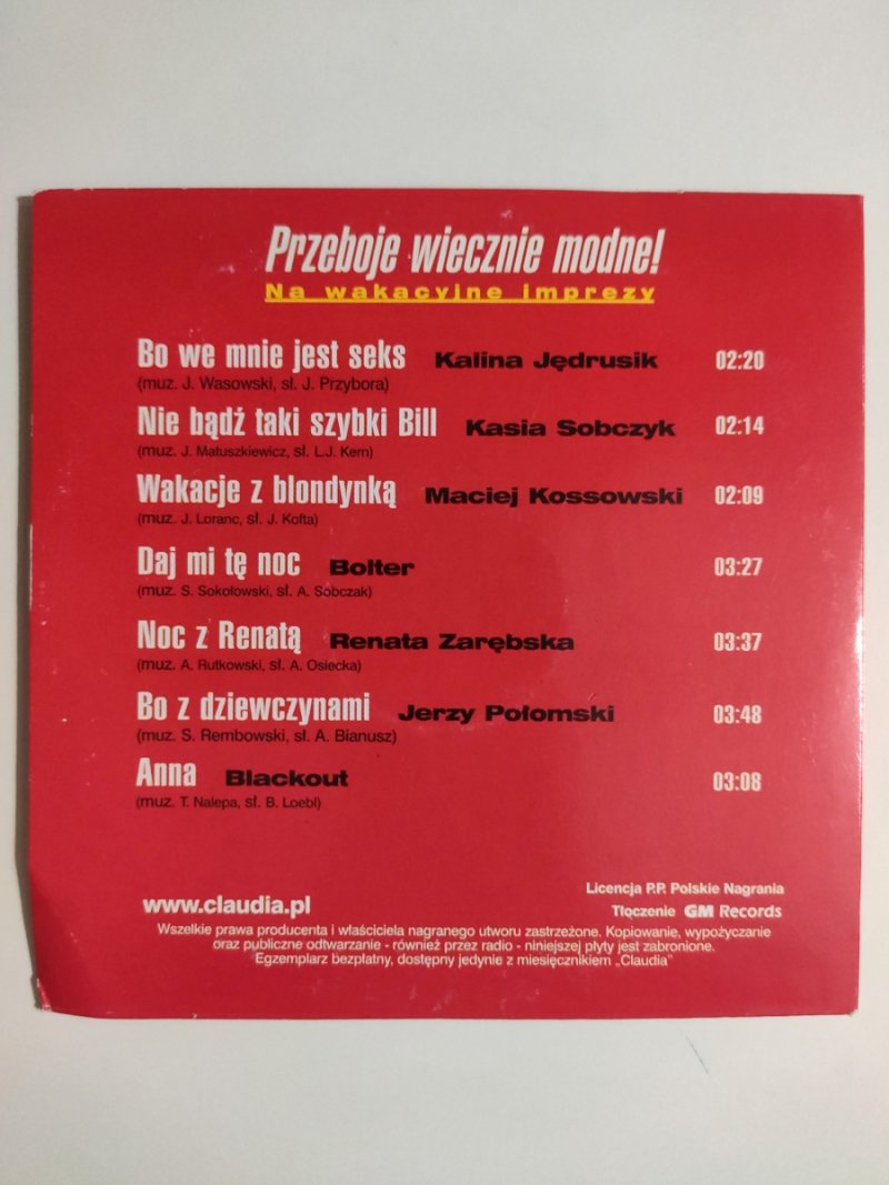 CD. PRZEBOJE WIECZNIE MODNE! NA WAKACYJNE IMPREZY