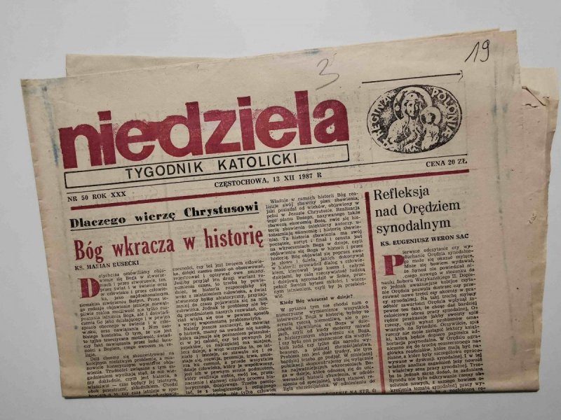 NIEDZIELA NR 50 ROK XXX CZĘSTOCHOWA, 13 XII 1987 r.