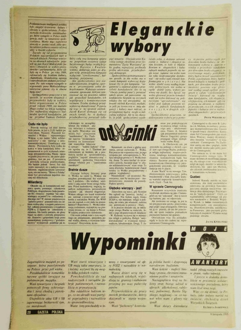 GAZETA POLSKA TYGODNIK NR 45 (121) 9 LISTOPADA 1995 r.