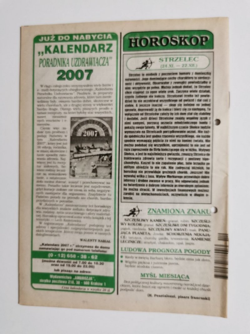 PORADNIK UZDRAWIACZA NR 12/169 GRUDZIEŃ 2006 r.