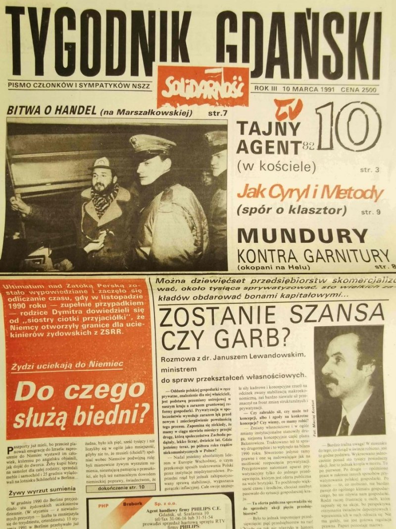 TYGODNIK GDAŃSKI ROK III 10 MARCA 1991