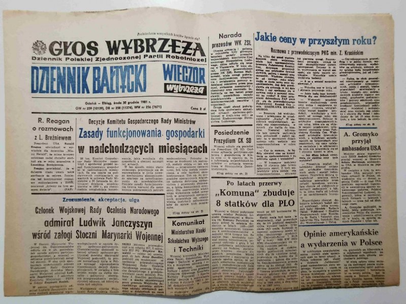 GŁOS WYBRZEŻA DZIENNIK BAŁTYCKI środa 30 grudnia 1981