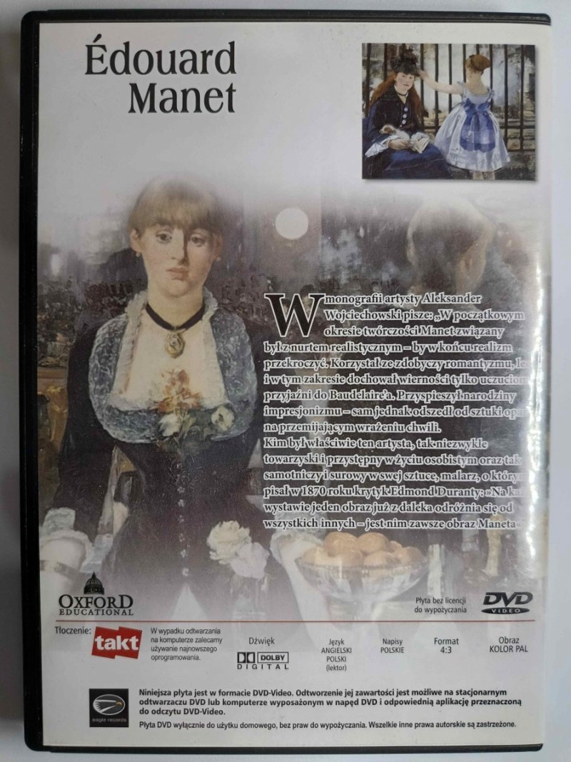 DVD. WIELKA KOLEKCJA SŁAWNYCH MALARZY – EDOUARD MANET