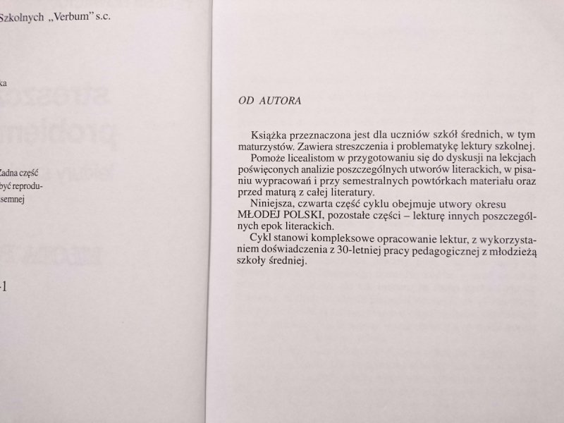 MŁODA POLSKA. STRESZCZENIA PROBLEMATYKA - Teresa Nowacka 1995