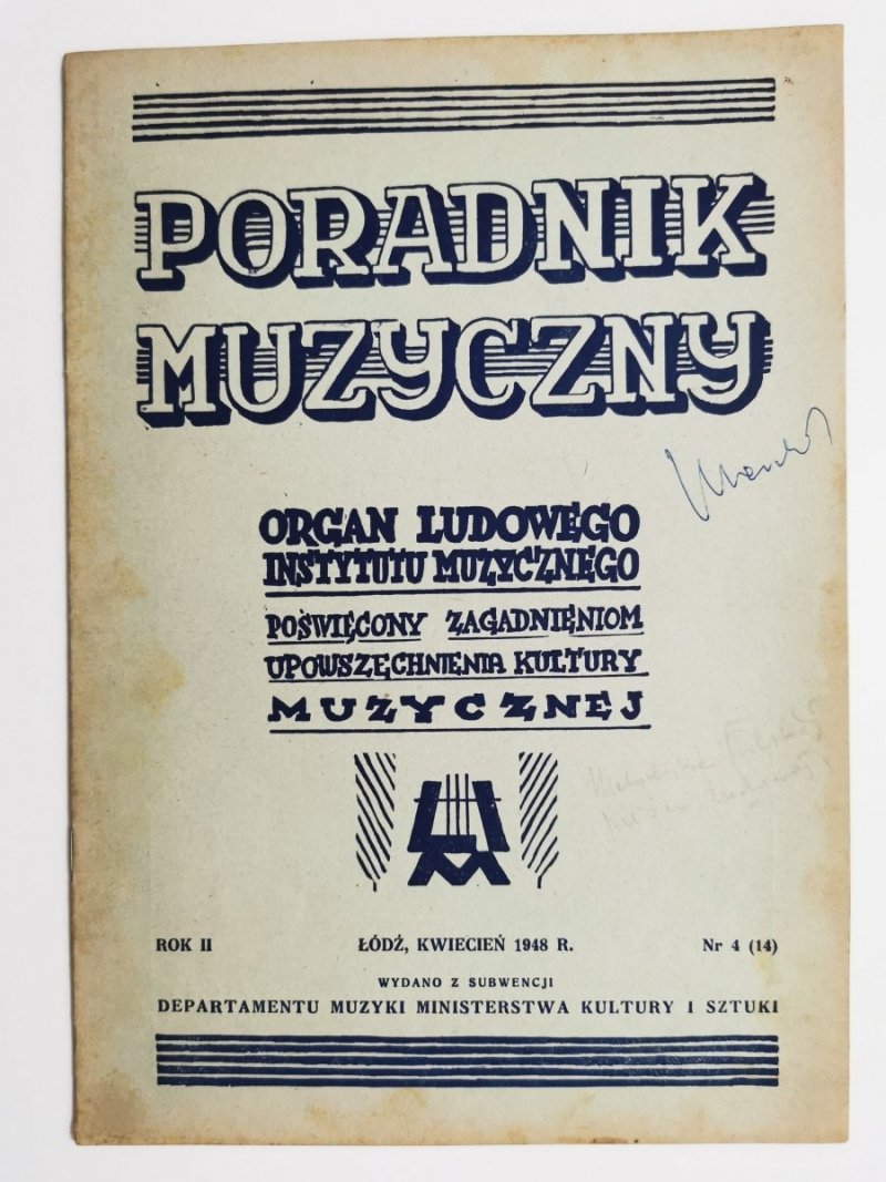 PORADNIK MUZYCZNY ROK II NR 4 (14) KWIECIEŃ 1948 r.