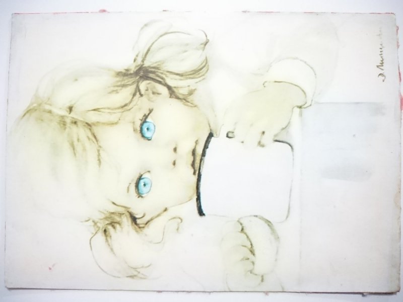BLOND DZIEWCZYNKA Z KUBKIEM MAL. D. MUSZYŃSKA-ZAMORSKA
