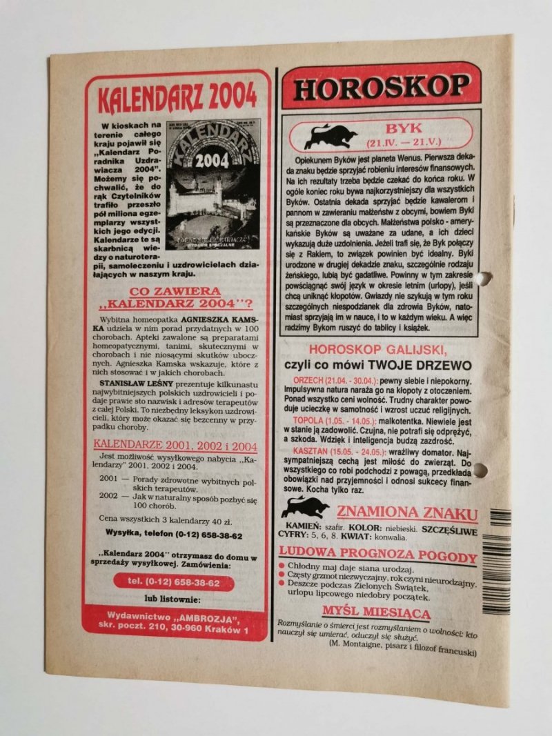 PORADNIK UZDRAWIACZA NR 5/138 MAJ 2004 r.