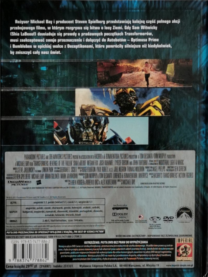 DVD. TRANSFORMERS ZEMSTA UPADŁYCH