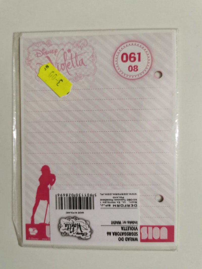 DISNEY VIOLETTA KARTKI DO SEGREGATORA