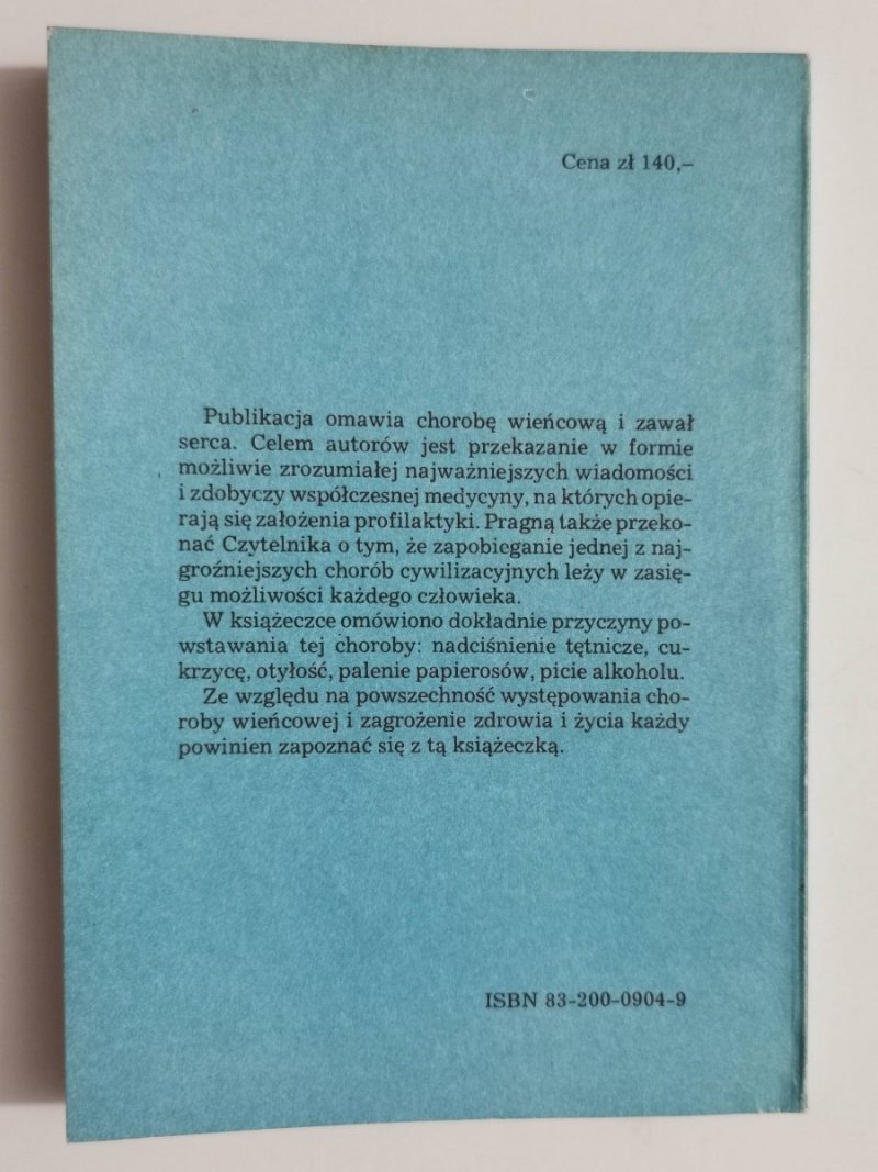 JAK USTRZEC SIĘ CHOROBY WIEŃCOWEJ I ZAWAŁU SERCA 1987