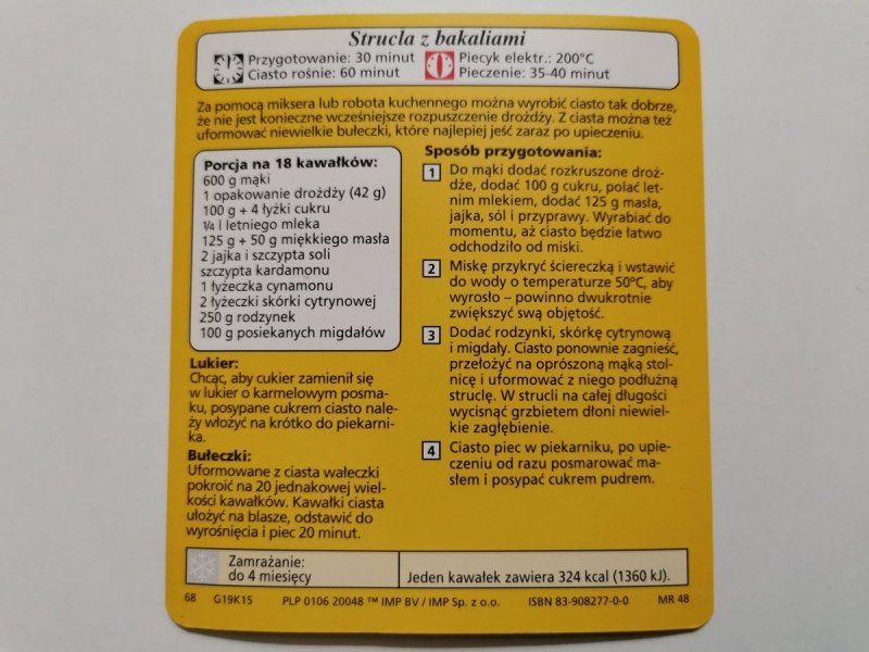 KARTA KULINARNA NR. 15 STRUCLA Z BAKALIAMI