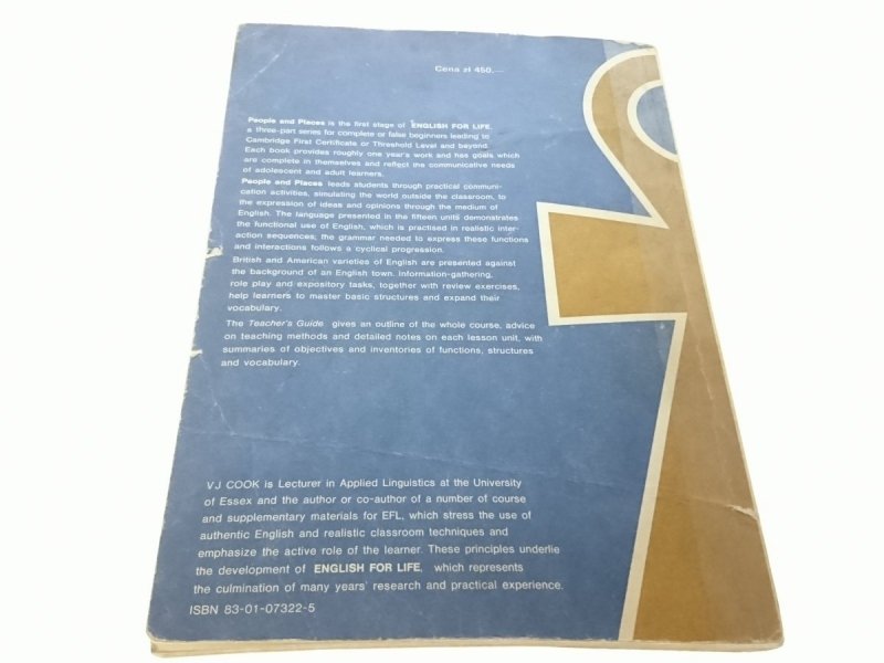 ENGLISH FOR LIFE 1 PEOPLE AND PLACES V J Cook 1988