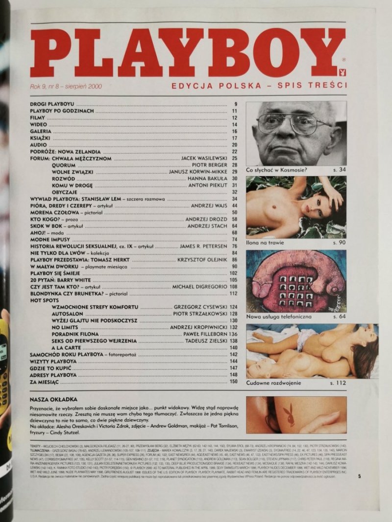PLAYBOY NR 8 (93) SIERPIEŃ 2000 