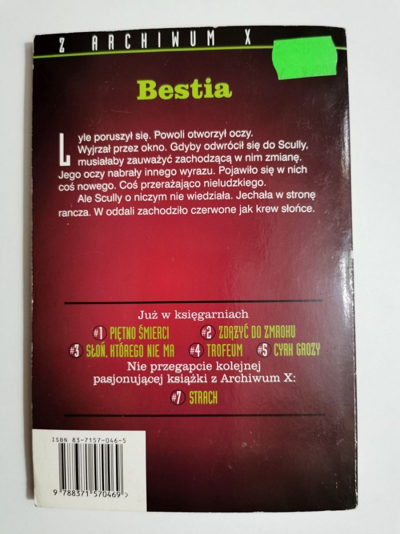 Z ARCHIWUM X NR 6 BESTIA - Ellen Steiber 1997