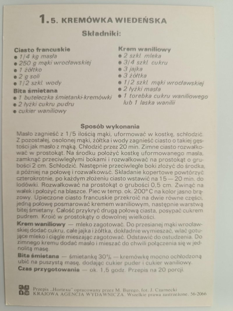 KREMÓWKA WIEDEŃSKA PRZEPIS