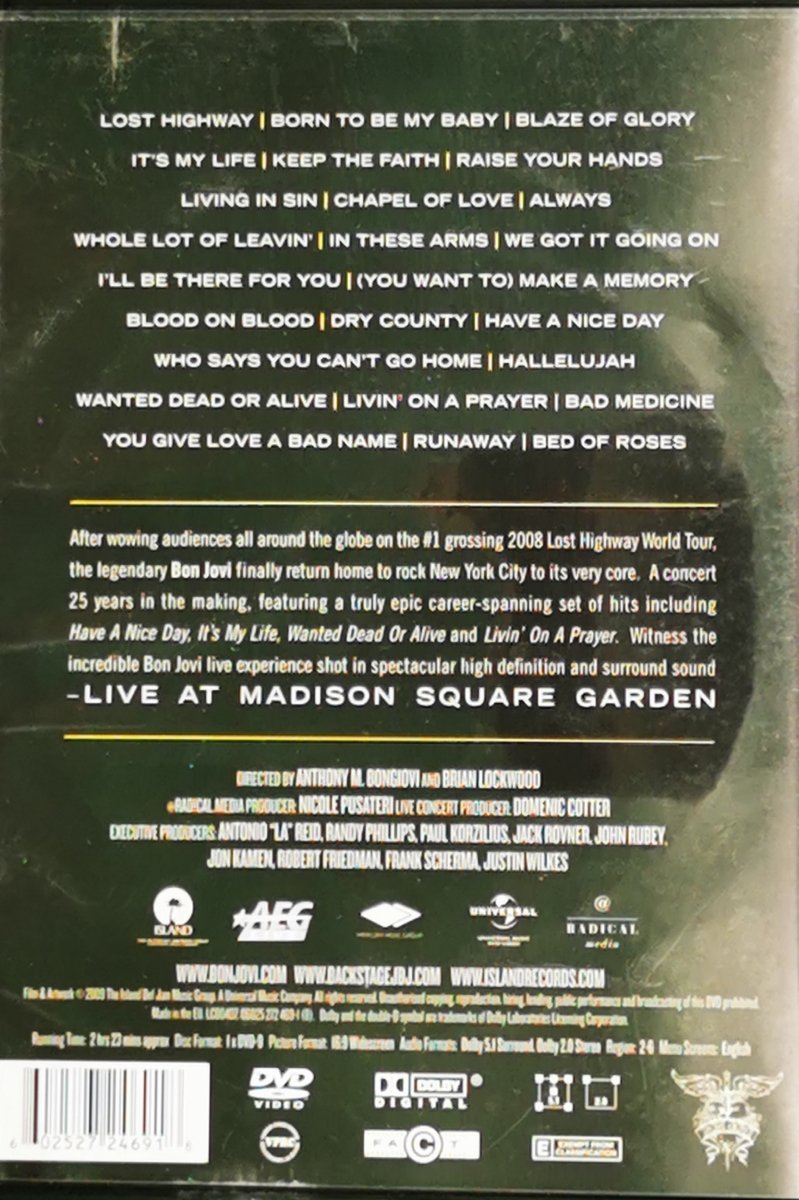 DVD. BON JOVI – LIVE AT MADISON SQUARE GARDEN