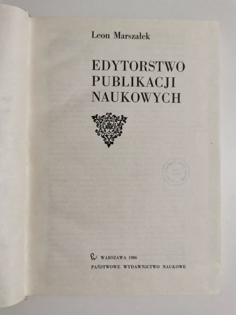 EDYTORSTWO PUBLIKACJI NAUKOWYCH - Leon Marszałek 1986