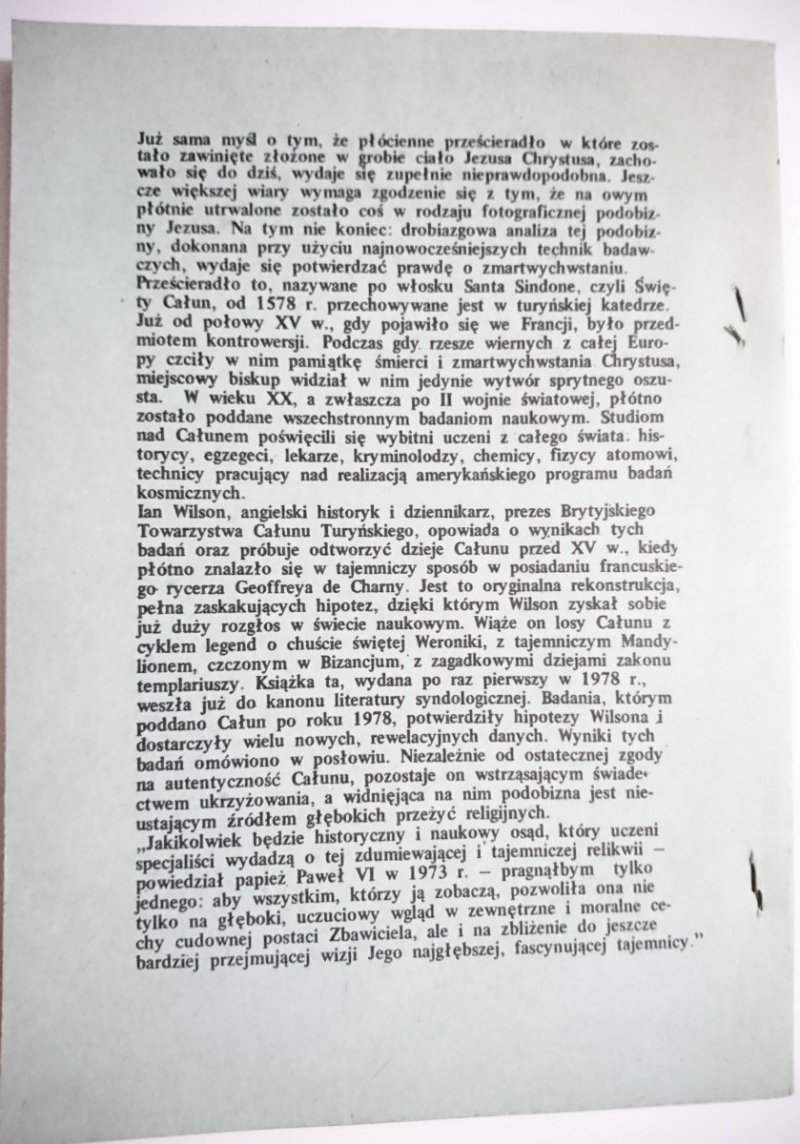 CAŁUN TURYNSKI TOM II - Ian Wilson 1978