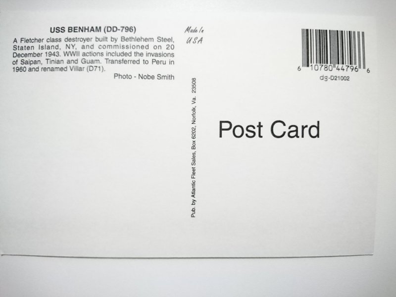 USS BENHAM DD-796