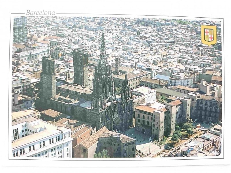 BARCELONA. VISTA AERIA BARRI GÓTIC I CATEDRAL