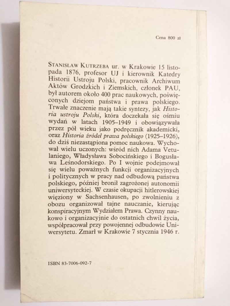 POLSKA ODRODZONA - Stanisław Kutrzeba 1988