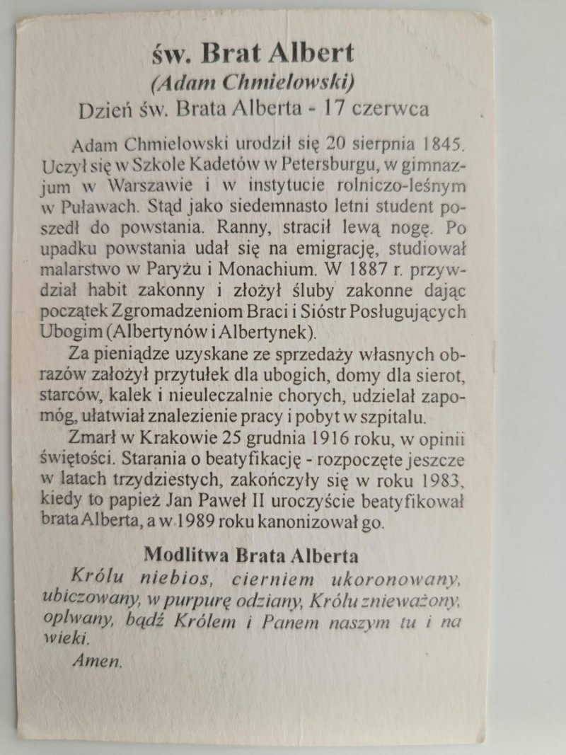 Ś. BRAT ALBERT BIAŁA RAMA