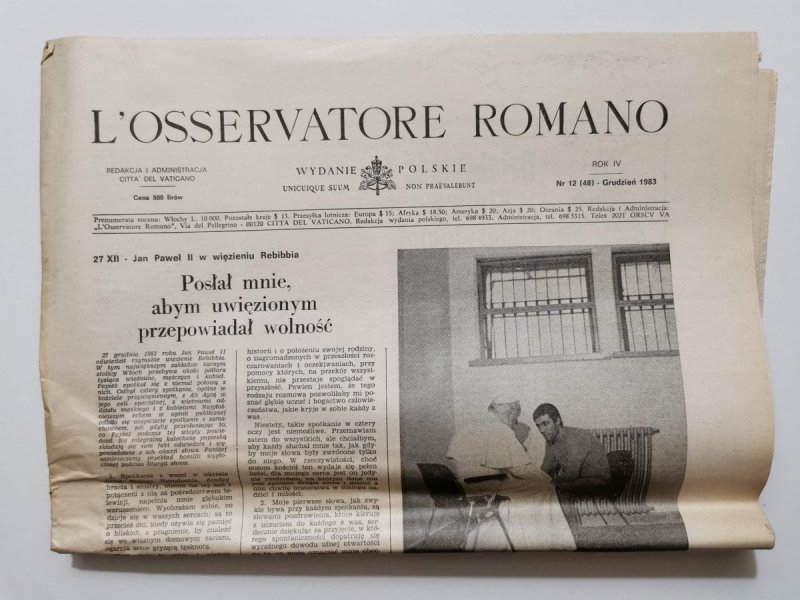 L'OSSERVATORE ROMANO ROK IV NR 12 (48) GRUDZIEŃ 1983