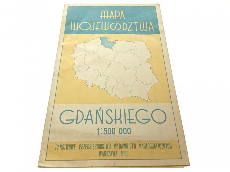 MAPA WOJEWÓDZTWA GDAŃSKIEGO 1969