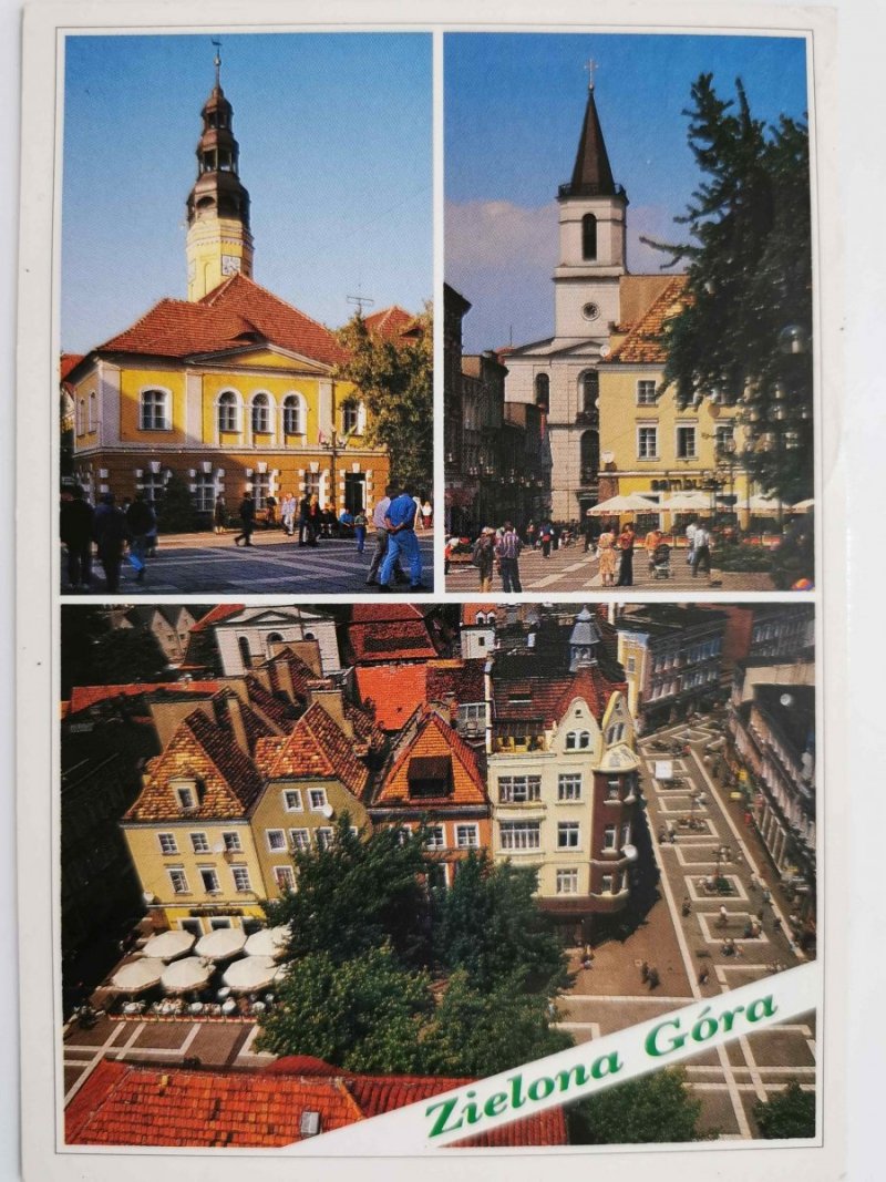 ZIELONA GÓRA. STARY RYNEK – RATUSZ, KOŚCIÓŁ MB CZĘSTOCHOWSKIEJ. WIDOK Z WIEŻY RATUSZOWEJ FOT. PARMA