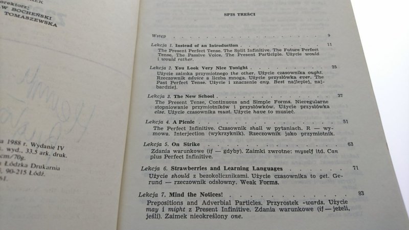 JĘZYK ANGIELSKI DLA ZAANWASOWANYCH Dobrzycka 1988
