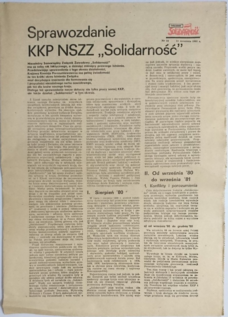 SPRAWOZDANIE KKP NSZZ SOLIDARNOŚĆ NR 24 11 WRZEŚNIA 1981