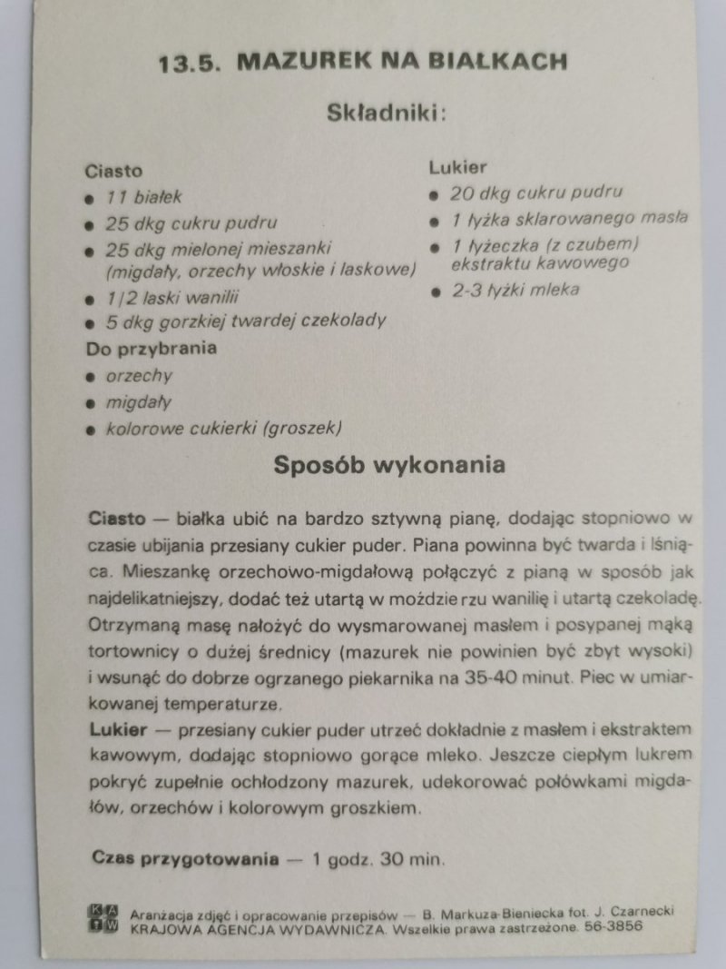 MAZUREK NA BIAŁKACH