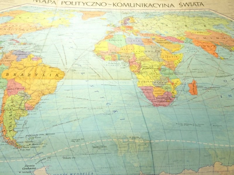 ŚWIAT. MAPA POLITYCZNO KOMUNIKACYJNA 1971