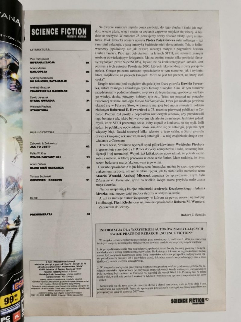 SCIENCE FICTION FANTASY I HORROR NR 25 LISTOPAD 2007