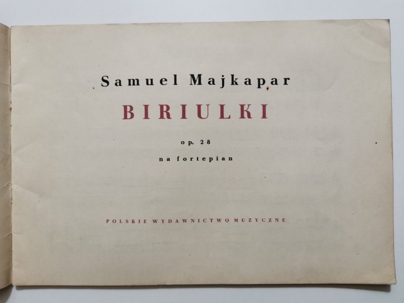 BIRIULKI OP. 28 NA FORTEPIAN - Samuel Majkapar 1958