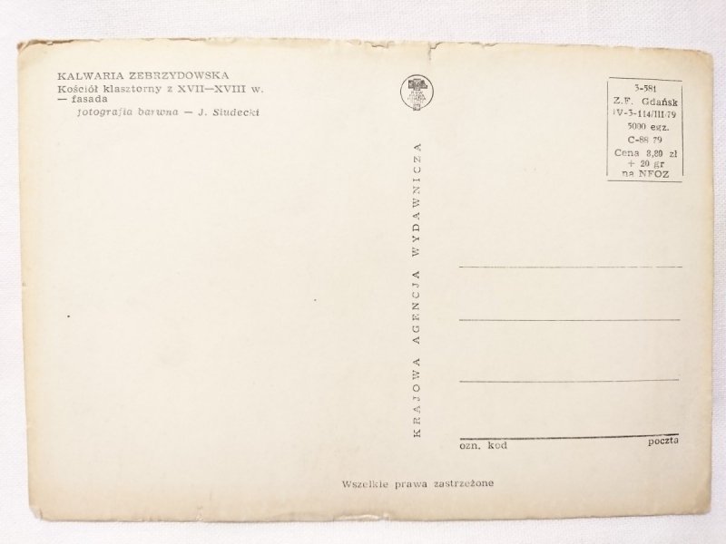 KALWARIA ZEBRZYDOWSKA. KOŚCIÓŁ KLASZTORNY Z XVII-XVIII w. - FASADA FOT. J. SIUDECKI