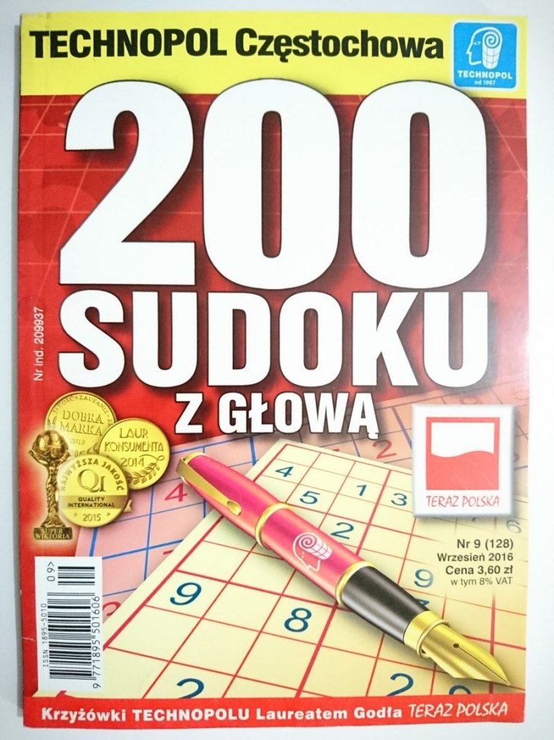 200 SUDOKU Z GŁOWĄ Nr. 9 (128) 9-2016