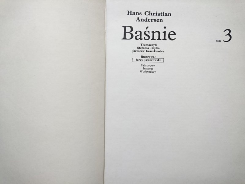 BAŚNIE TOM 3 - Hans Christian Andersen 1977