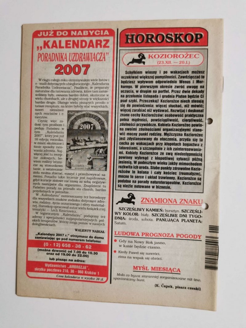 PORADNIK UZDRAWIACZA NR 1/170 STYCZEŃ 2007 r.
