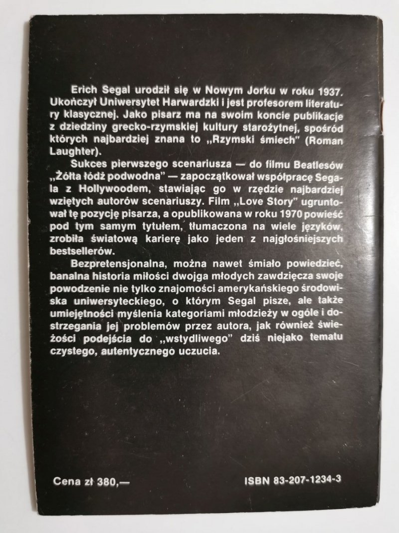 LOVE STORY - Erich Segal 1989