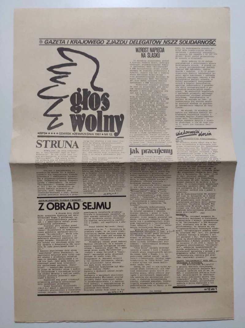GŁOS WOLNY NR 12 – 26.09.1981