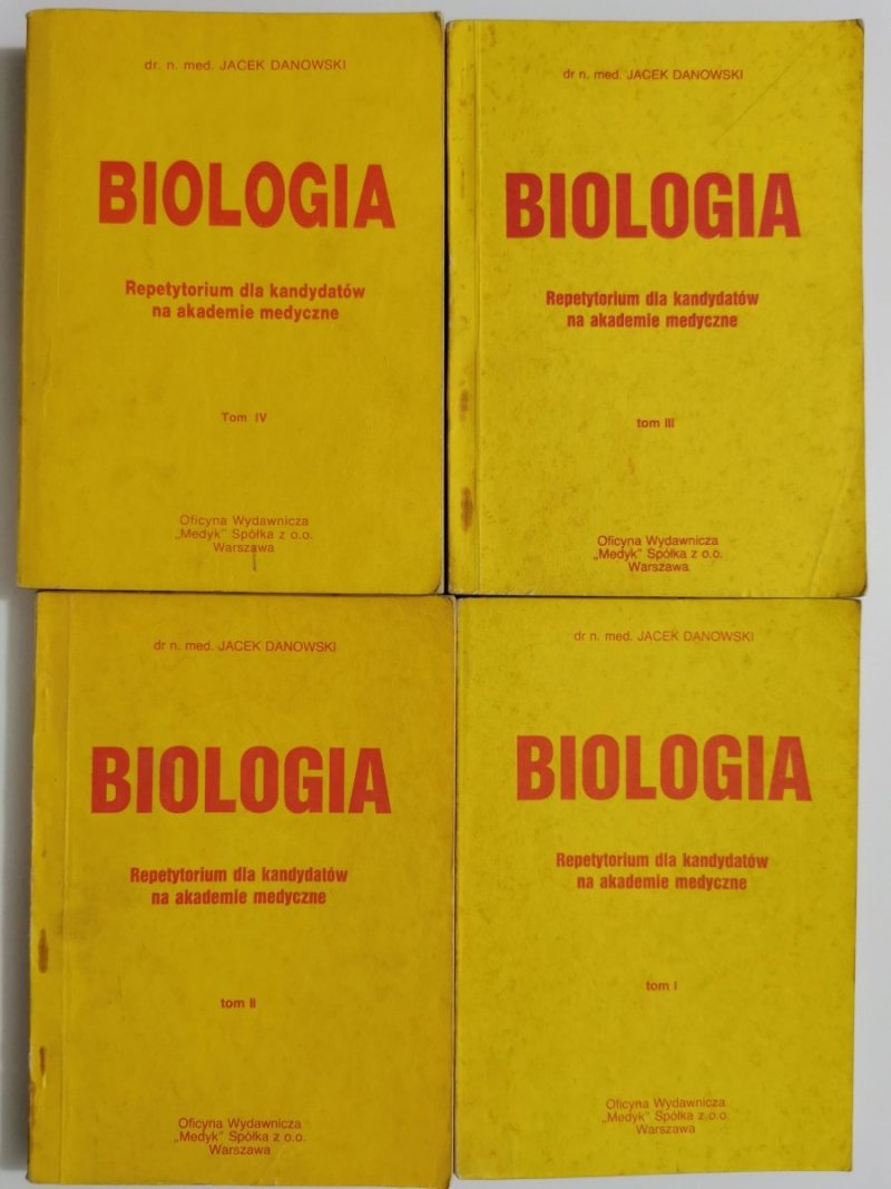 BIOLOGIA. REPETYTORIUM DLA KANDYDATÓW NA AKADEMIE MEDYCZNE TOMY OD 1 DO 4 