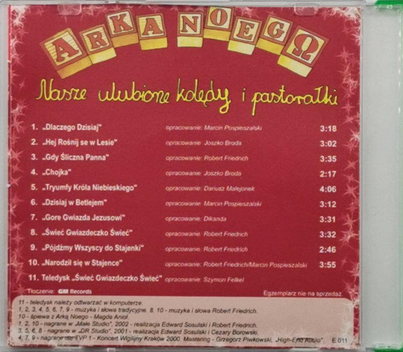 CD. NASZE ULUBIONE KOLĘDY I PASTORAŁKI - Arka Noego