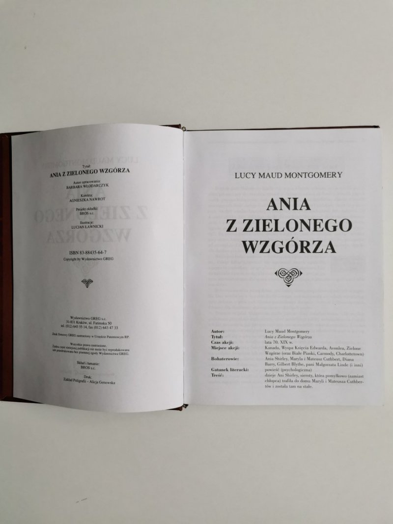 ANIA Z ZIELONEGO WZGÓRZA - Lucy Maud Montgomery 