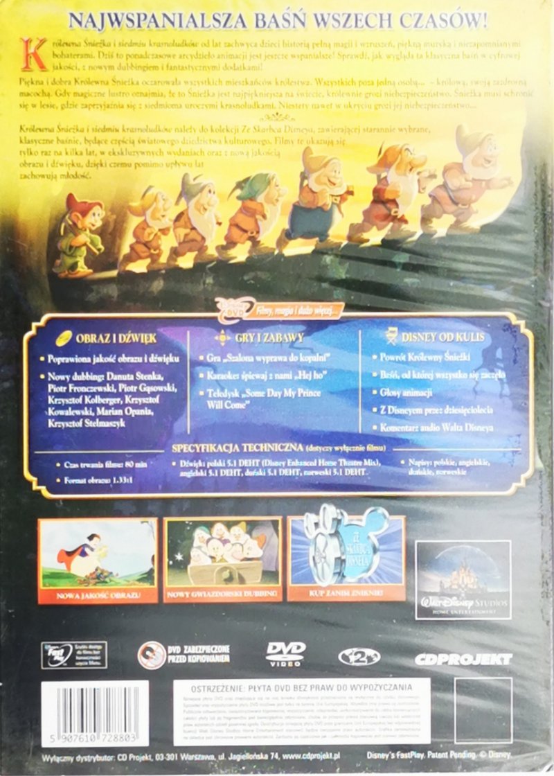 DVD. KRÓLEWNA ŚNIEŻKA I SIEDMIU KRASNOLUDKÓW. DISNEY 2XDVD